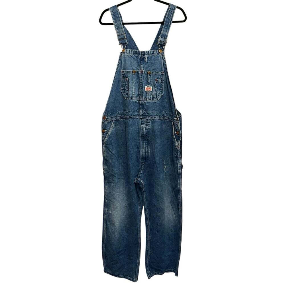 Vintage Round House Denim‎ Overalls 46x30 Distressed Carpenter USA